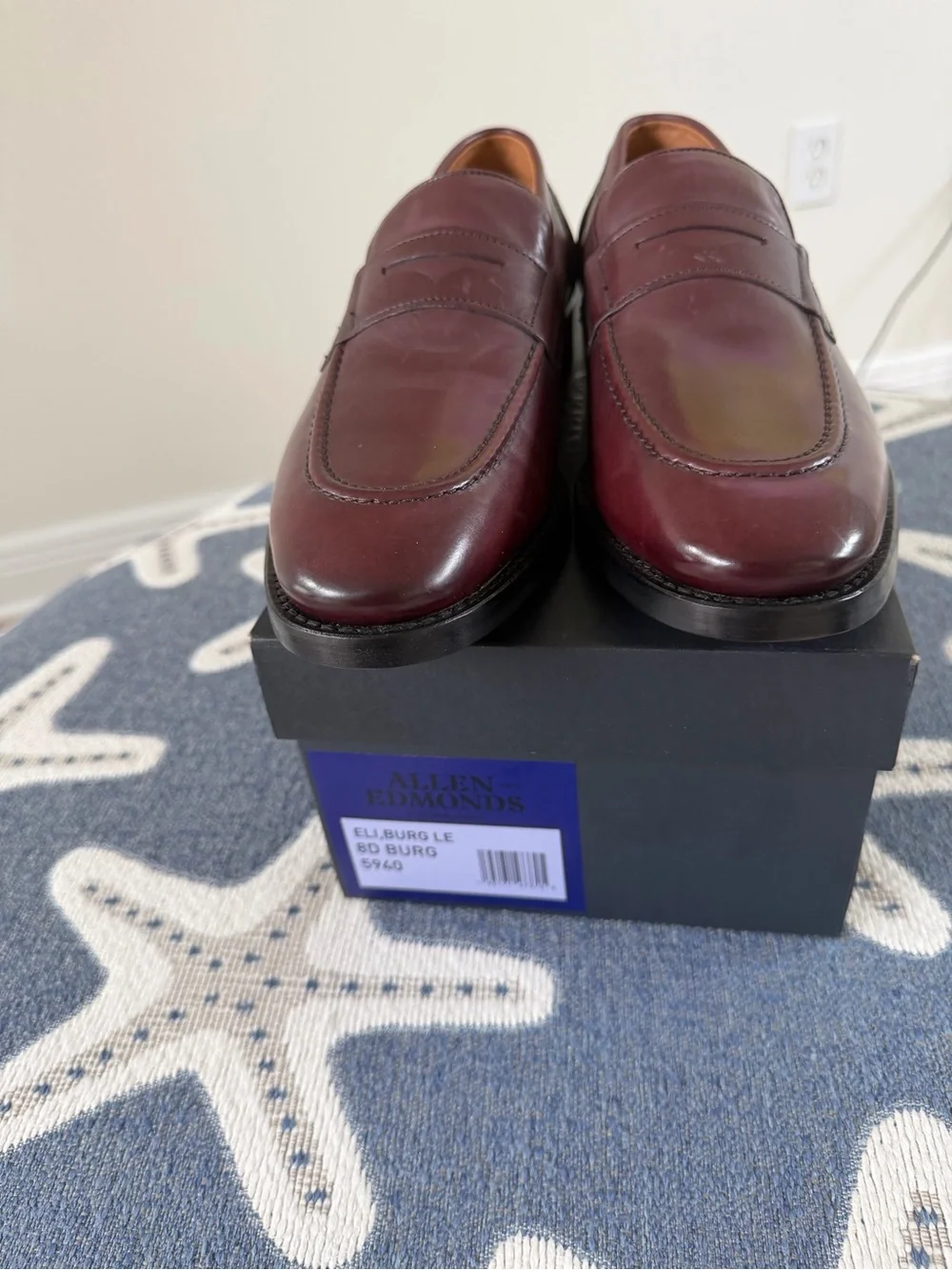 Allen Edmonds Men's Burgundy Leather Penny Loafers